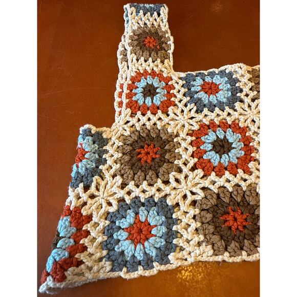 Boho Crochet Granny Square Crop Top RSQ XS Handmade Style Festival Summer - Picture 5 of 9